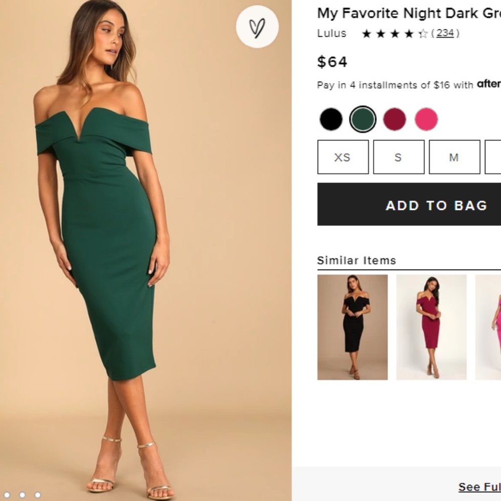 Lulu's Dark Green Off-Shoulder Midi Dress